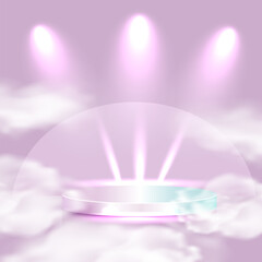 Realistic catwalks with highlights and shadows and clouds of smoke.