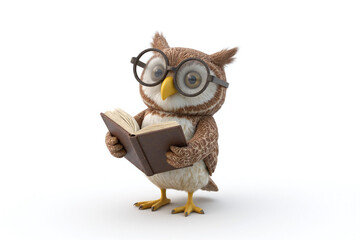 owl with glasses reading a book