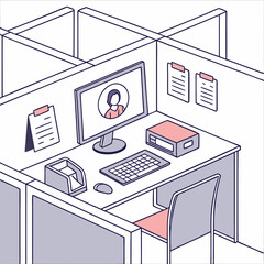 vector illustration of office desk