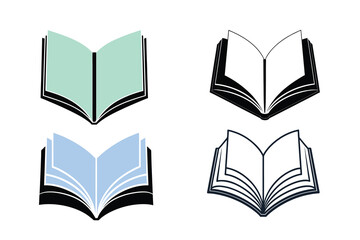 Open Book Silhouette Illustration Minimal Reading or Education Icon Design