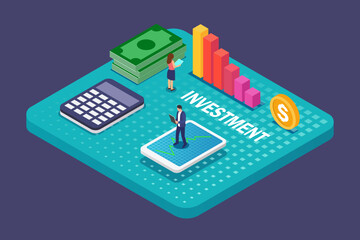 Isometric finance investment vector graphics