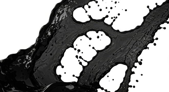 Abstract Black Splash Liquid Ink Paint Water Art Design Element