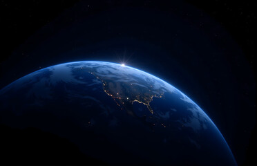 Fototapeta premium Night view of Earth from space