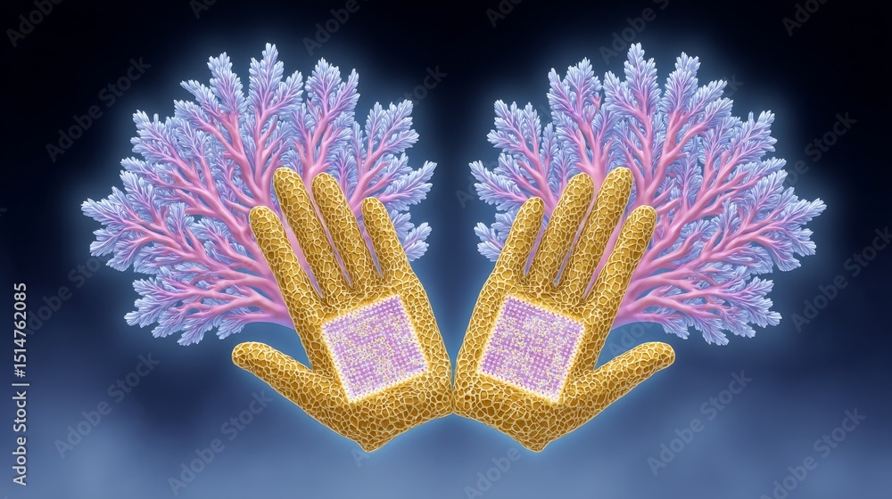 Poster automated nanotech innovation futuristic sci-fi laboratory digital art high-tech environment close-u