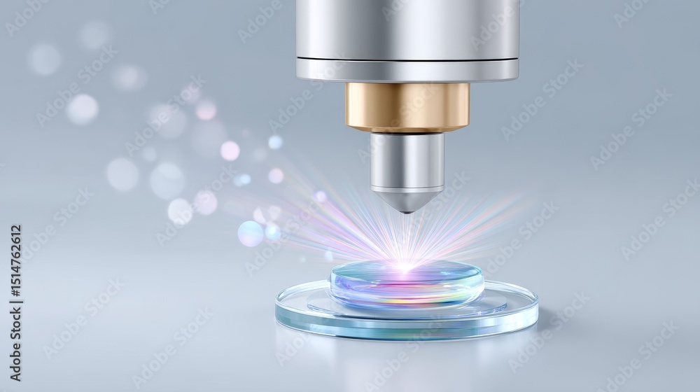 Poster innovative micro precision technology demonstration futuristic laboratory digital display high-tech 