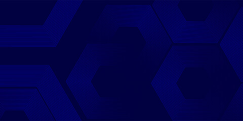 Digital abstract background with hexagon lines on blue background. Futuristic digital network line art design for poster, flyer, cover, website, banner,eps10