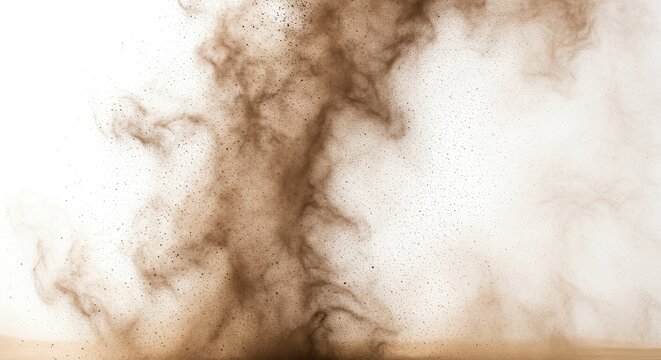 Abstract Brown Dust Powder Explosion Cloud Texture on White Background