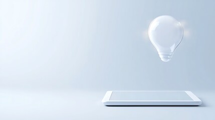 Innovative Ideas White Lightbulb above Tablet Digital Inspiration Concept