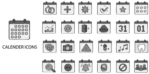 Calendar simple concept 24 Grew color icons set .Vector illustration.