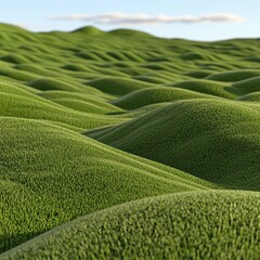 Vibrant Green Rolling Hills Under a Bright Sky