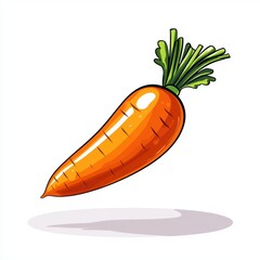 Vibrant Orange Carrot Illustration with Green Top on White Background