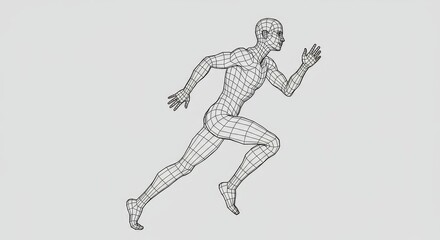 Obraz premium Digital Illustration Runner Man in Motion Exercise Fitness White Background