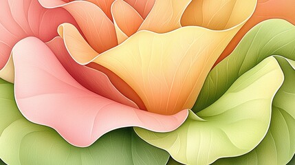 Watercolor Rose Painting Delicate Pink, Orange, and Yellow Petals with Green Leaves