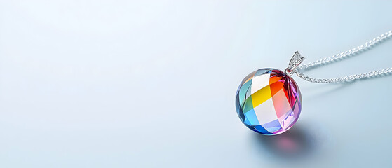 Multicolored Crystal Pendant On Silver Chain