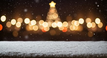 Festive Bokeh Christmas Tree Snow Winter Holiday Background