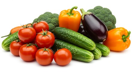 Fresh Vegetables Still Life Isolated on White Background Closeup