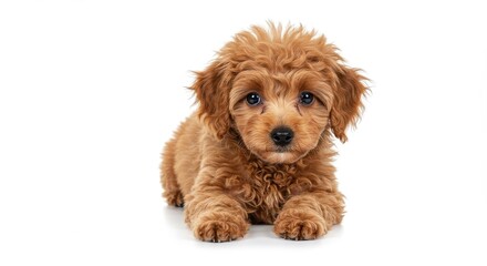 Adorable Puppy Dog Isolated with Brown Fur and Cute Looking at Camera