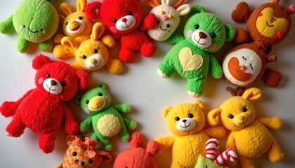 Naklejka premium Colorful Collection of Plush Teddy Bears and Toys