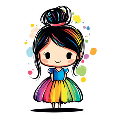 cute little princess childish isolated vector illustration