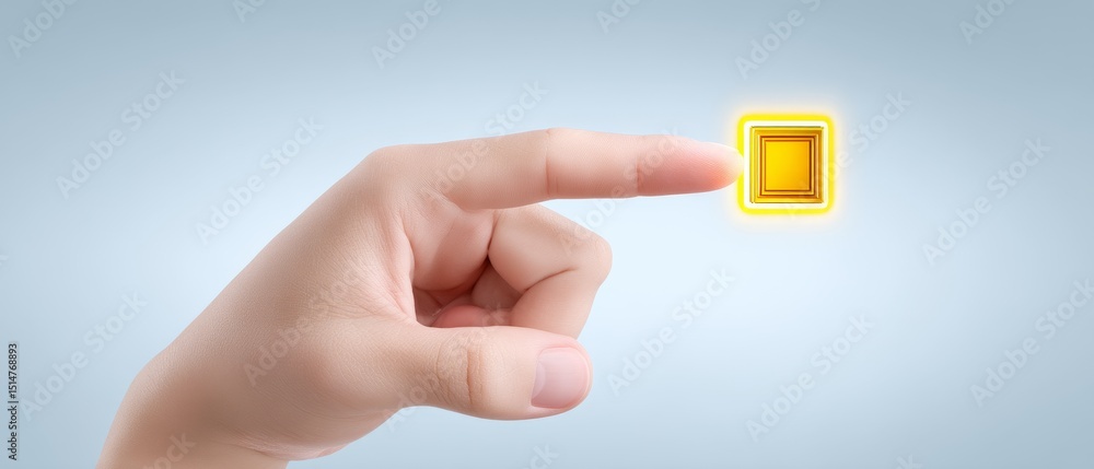 Poster innovative mems implants on fingertips macro photography technology digital environment close-up vie