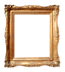 old vertical baroque golden picture frame cutout