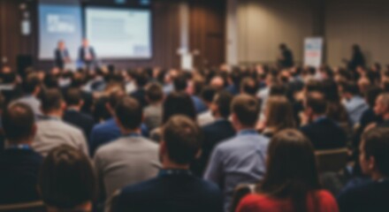 Blurred Photo of Conference Audience Listening Speech in Hall