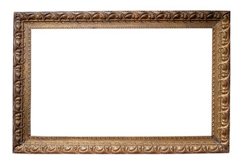 old horizontal caved picture frame cutout on white