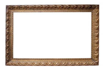 old horizontal caved picture frame cutout on white