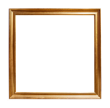 square simple narrow golden picture frame cutout