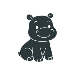 Cute cartoon hippopotamus coloring book illustration vector design templates simple and modern