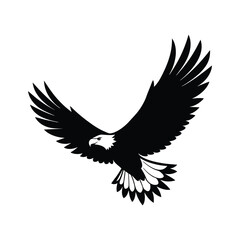 Fototapeta premium Bold bald eagle flying silhouette perfect for classic American themes vector illustration