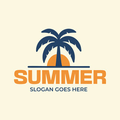 Naklejka premium Palm Tree Summer Emblem