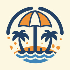 Obraz premium Umbrella and Palms Beach Icon