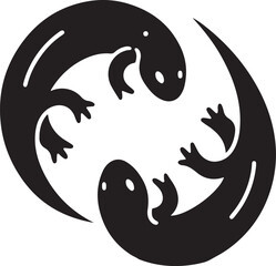 Salamander amphibians illustration on transparent background 