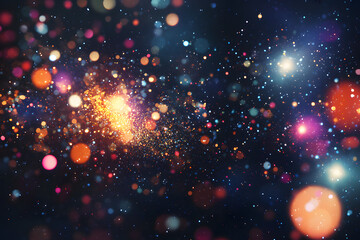 Sparkling Cosmos: Abstract cosmic scene filled with vibrant and ethereal particles, creating a sense of wonder and mystery
