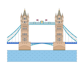 Tower Bridge - Symbol of England. Linear color illustration