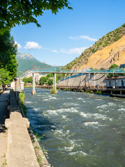 waterfront and Voghji river in Kapan town, Armenia