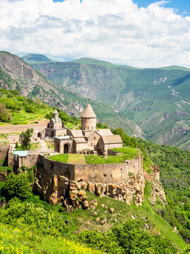 building of Tatev Monastery on sunny May morning