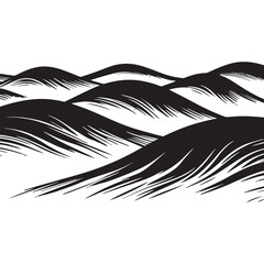 Obraz premium Rolling hills black silhouette vector art and illustration Silhouette white background.