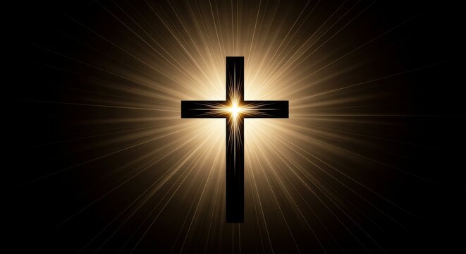 Golden Light Cross Faith Worship Christian God Concept Background