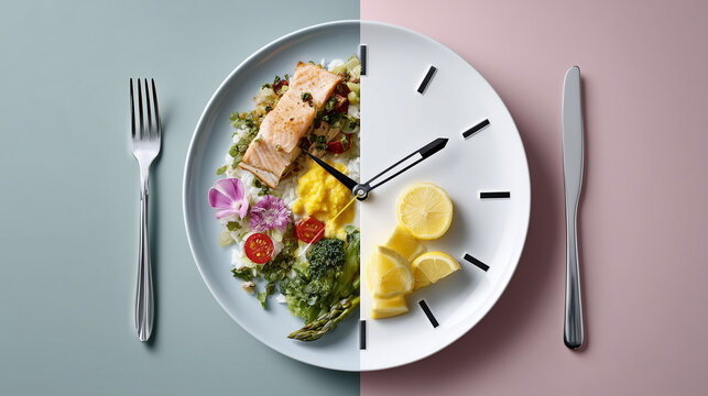 Intermittent fasting concept with food clock
