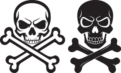Skull Crossbones Black White Art Design Illustration Pirate Graphic Symbol