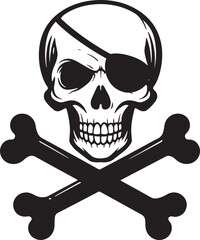Skull and Crossbones Icon – Pirate Symbol, Danger Sign, Toxic Warning, Hazard Illustration, Skeleton Art, Halloween Graphic, Spooky Emblem, Black and White Bones Design