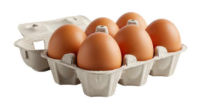 Beige egg carton with brown eggs