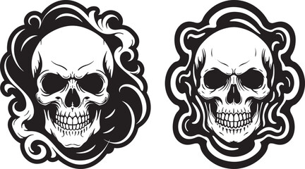 Intricate Skull Illustration Art: Ornate, Decorative Black and White Skeleton Designs for Tattoos, Halloween, Gothic, Horror, Macabre, Grim Reaper, and Dark Aesthetic Enthusiasts