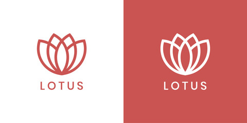 Lotus flower logo design with minimalist lines and elegant floral style