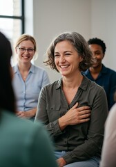 Photo Diverse Group Attending Emotional Support Group Mental Health Focus