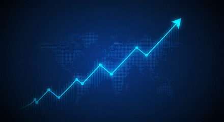 Fototapeta premium Growth Arrow Icon with Business and Finance Background
