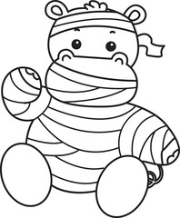 Outline of Cute hippo icon. Lineart of Funny baby hippo animal series stock illustration. life of fluffy hippo designs.