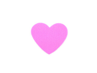 Concept for love and encouragement. Pink heart shape made of foam isolated on a white background. .